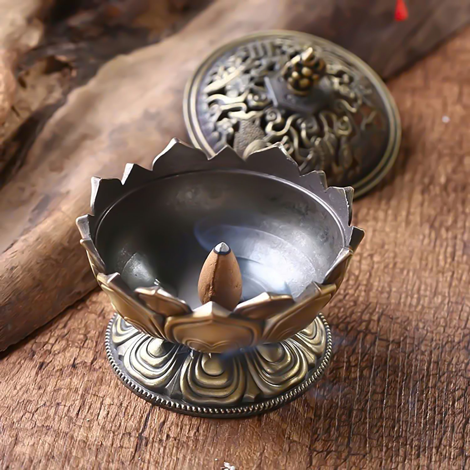 In case you are only burning agarwood cones, the process is simple: light the cone, place it in an incense burner, cover it with the lid, and then enjoy the soothing aroma.